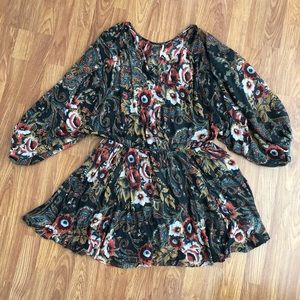 Free People floral V neck tunic dress
